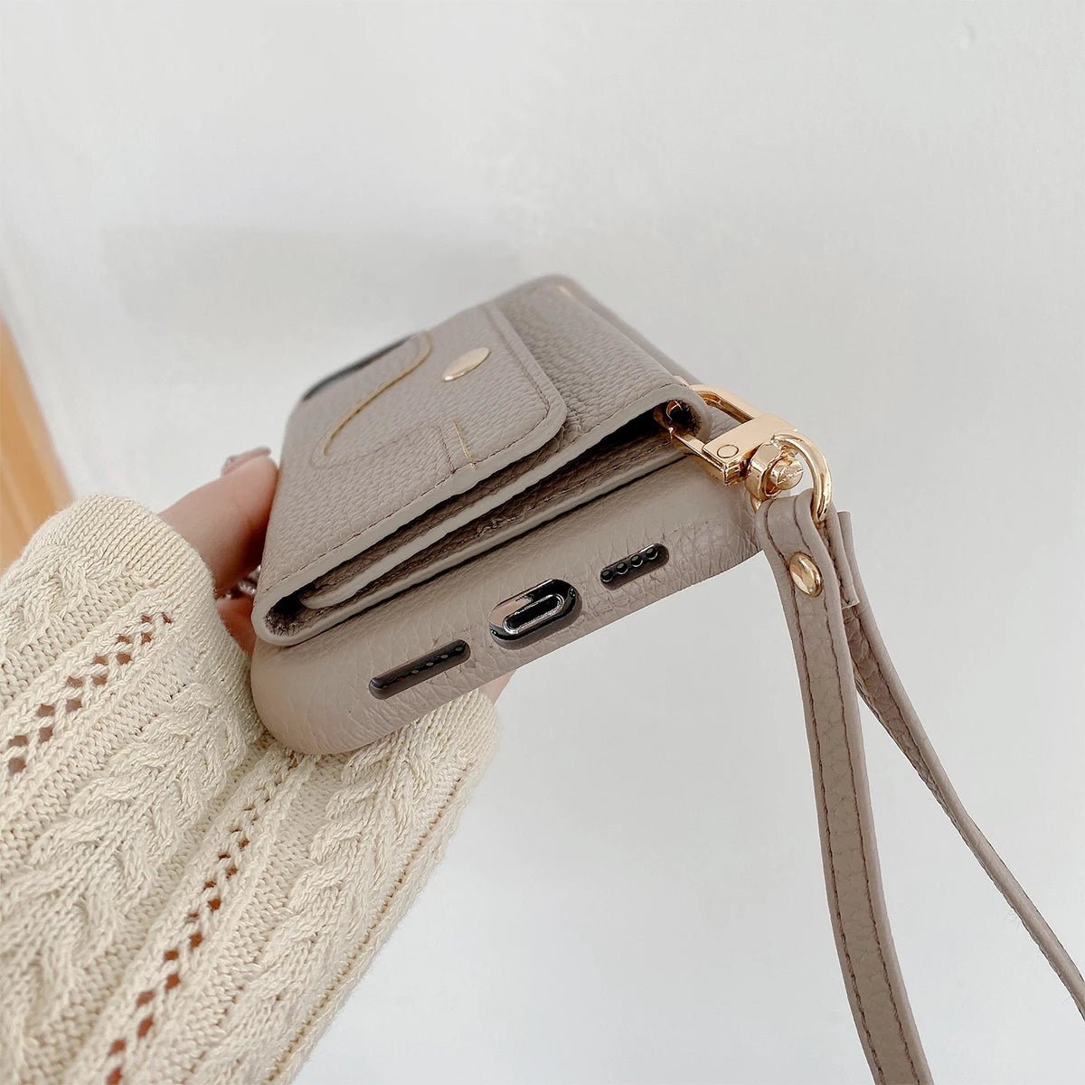 Telefonfodral med korthållare i spegelblankt läder/Luxe Mirrored Leather Card Holder Phone Case