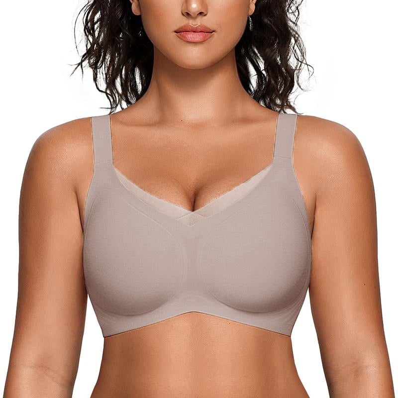 Women's Wireless V-Neck Crossover Mesh Seamless Push-Up Bra