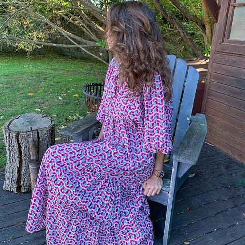 ⏳Begränsad tid 50% REA💥Elegant dam-Boho-maxikjol med puffärmar och blommönster