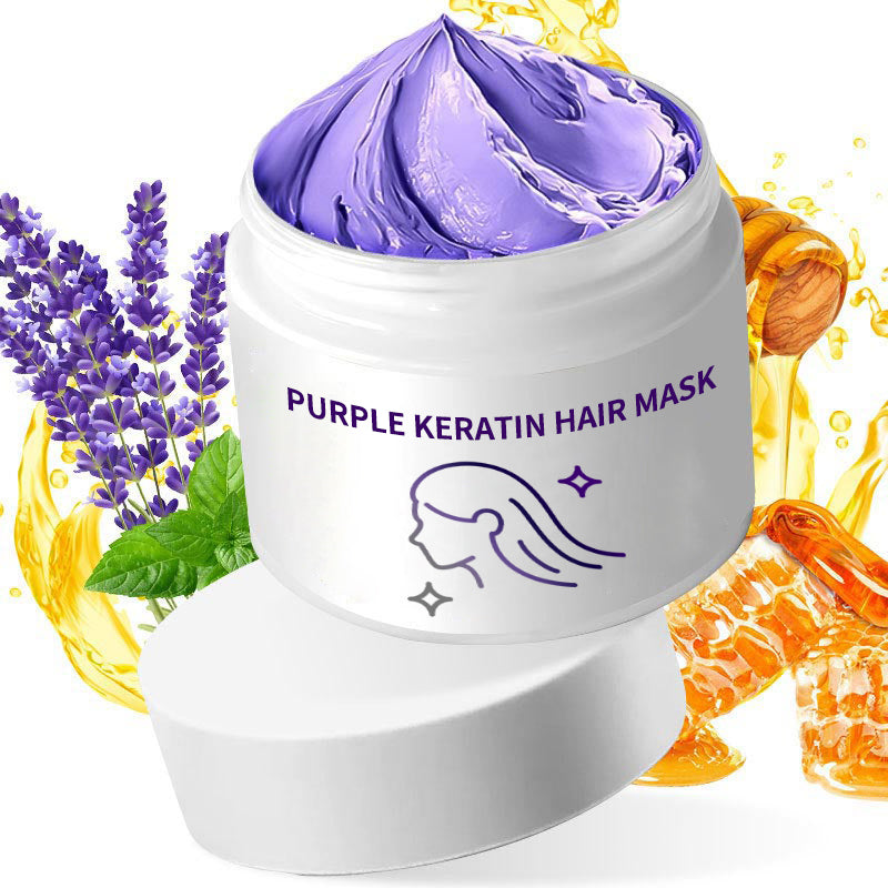 Lila Keratin Hårmask - Bevarar Färg & Neutraliserar Gula Toner För Blont, Silverfärgat, Grått och Slingat Hår