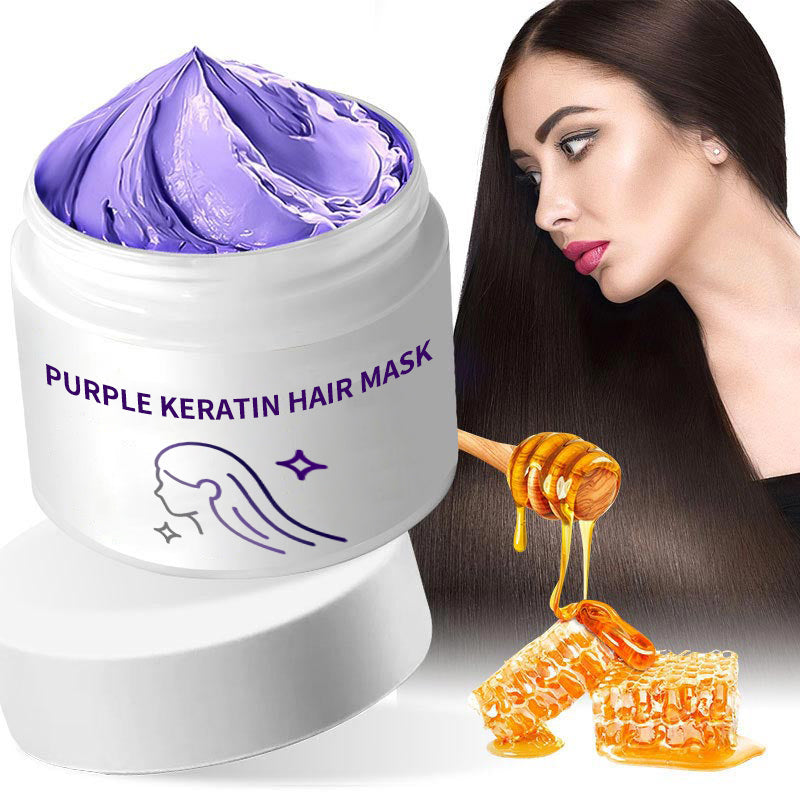 Lila Keratin Hårmask - Bevarar Färg & Neutraliserar Gula Toner För Blont, Silverfärgat, Grått och Slingat Hår