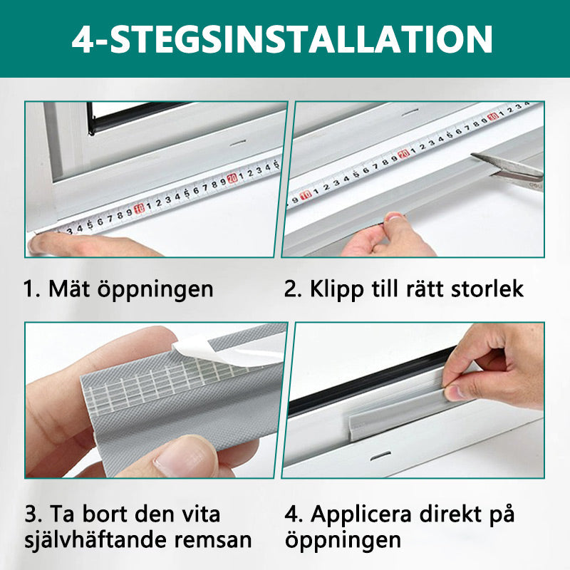 Tätningslist för skjutdörrar och fönster, ljudisolerad självhäftande spalt, vindtät dammtätningslist