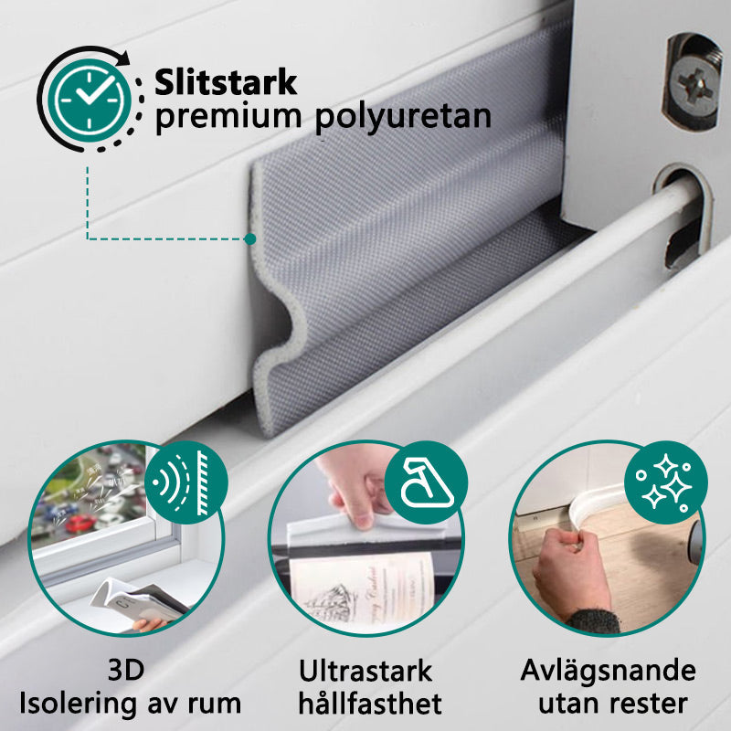 Tätningslist för skjutdörrar och fönster, ljudisolerad självhäftande spalt, vindtät dammtätningslist