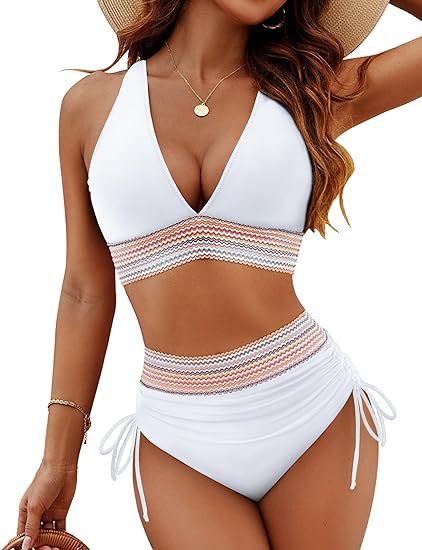 2025 Höga Midjekontroll-Bikinis med Färgblockdesign