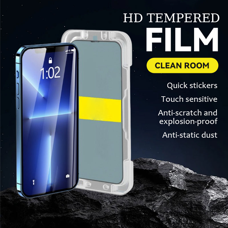 Samsung-telefon dammfritt rum härdad film omedelbar klisterlåda