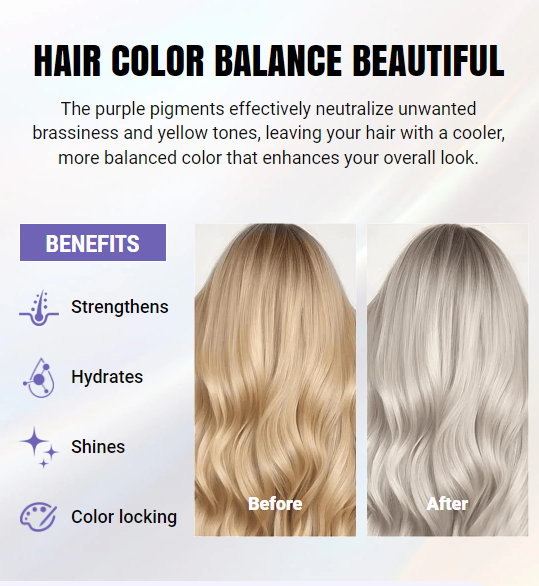 Lila Keratin Hårmask - Bevarar Färg & Neutraliserar Gula Toner För Blont, Silverfärgat, Grått och Slingat Hår