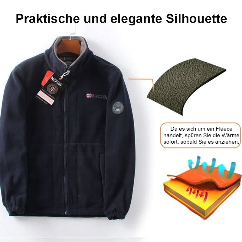 Dubbelskiktad jacka med huva för män (högkvalitativ originalprodukt)/Reversibel polar fleecejacka