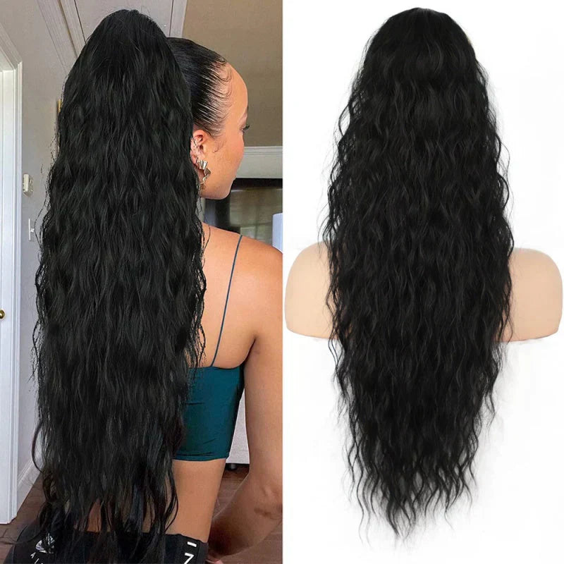 ⏳Begränsad tid 50% rabatt💥💖18 tum lockigt, vågigt Frizz-hårförtjockning med hästsvans