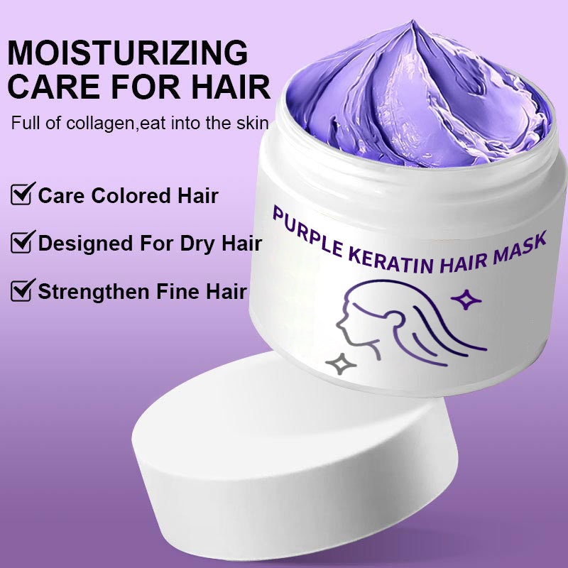 Lila Keratin Hårmask - Bevarar Färg & Neutraliserar Gula Toner För Blont, Silverfärgat, Grått och Slingat Hår