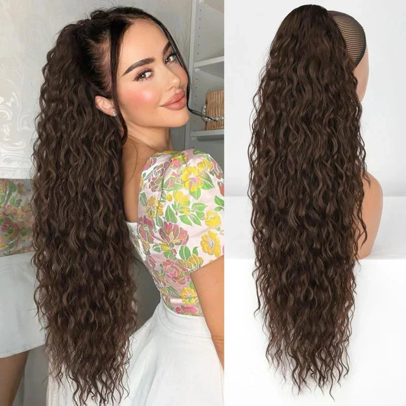 ⏳Begränsad tid 50% rabatt💥💖18 tum lockigt, vågigt Frizz-hårförtjockning med hästsvans