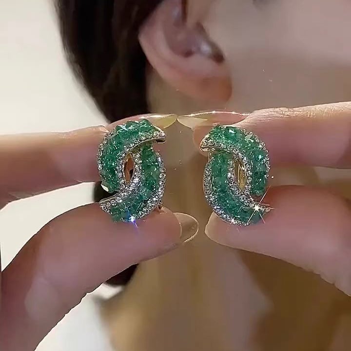 💕Fashion Cross örhängen i grön kristall