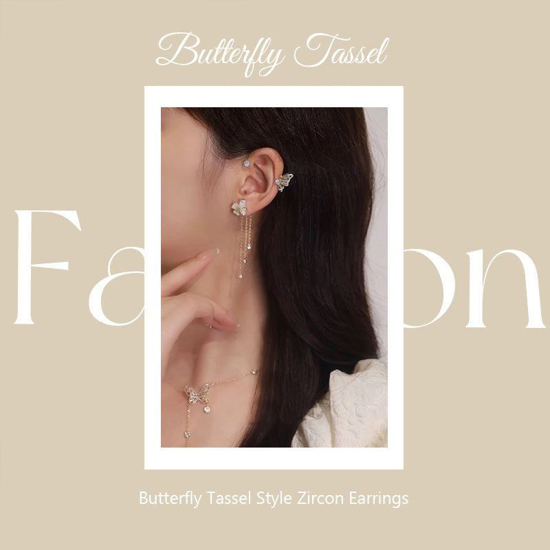 Zirkoniaörhängen i Butterfly Tassel-stil
