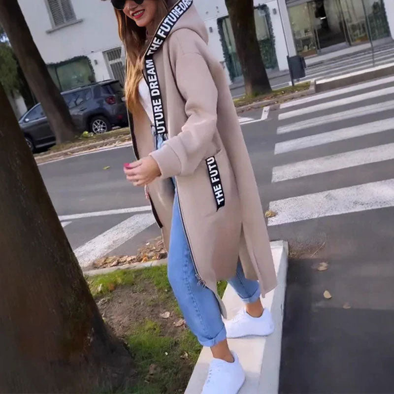Lång hoodie med kapuschong för damer