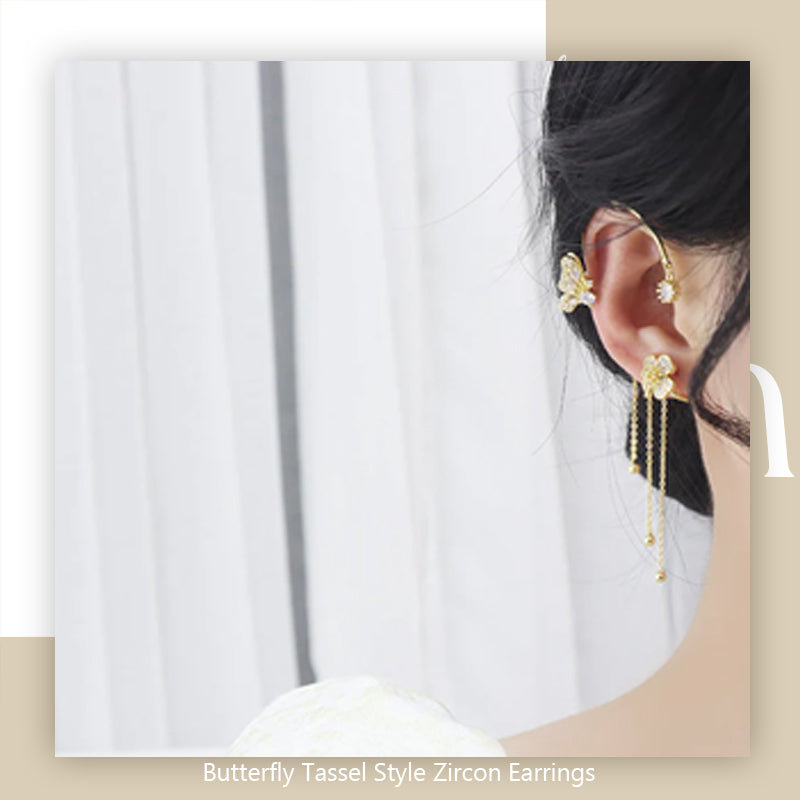 Zirkoniaörhängen i Butterfly Tassel-stil