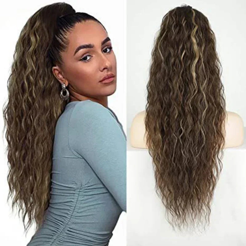 ⏳Begränsad tid 50% rabatt💥💖18 tum lockigt, vågigt Frizz-hårförtjockning med hästsvans