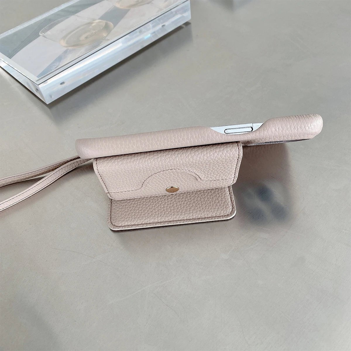 Telefonfodral med korthållare i spegelblankt läder/Luxe Mirrored Leather Card Holder Phone Case