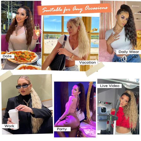 ⏳Begränsad tid 50% rabatt💥💖18 tum lockigt, vågigt Frizz-hårförtjockning med hästsvans