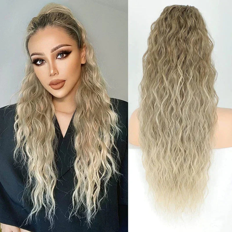⏳Begränsad tid 50% rabatt💥💖18 tum lockigt, vågigt Frizz-hårförtjockning med hästsvans