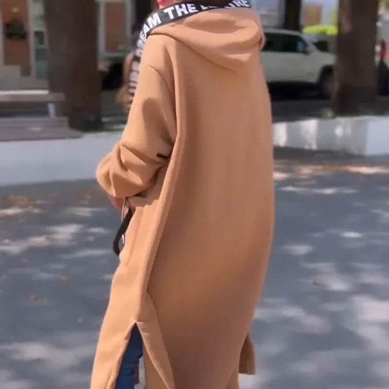 Lång hoodie med kapuschong för damer