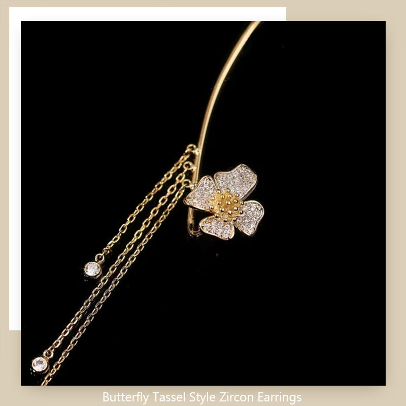 Zirkoniaörhängen i Butterfly Tassel-stil