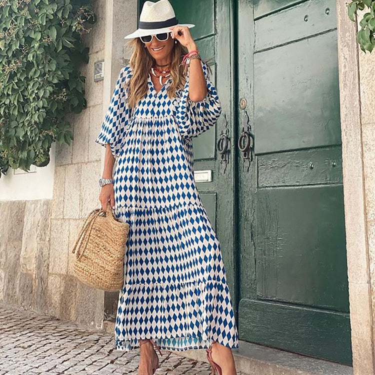 ⏳Begränsad tid 50% REA💥Elegant dam-Boho-maxikjol med puffärmar och blommönster