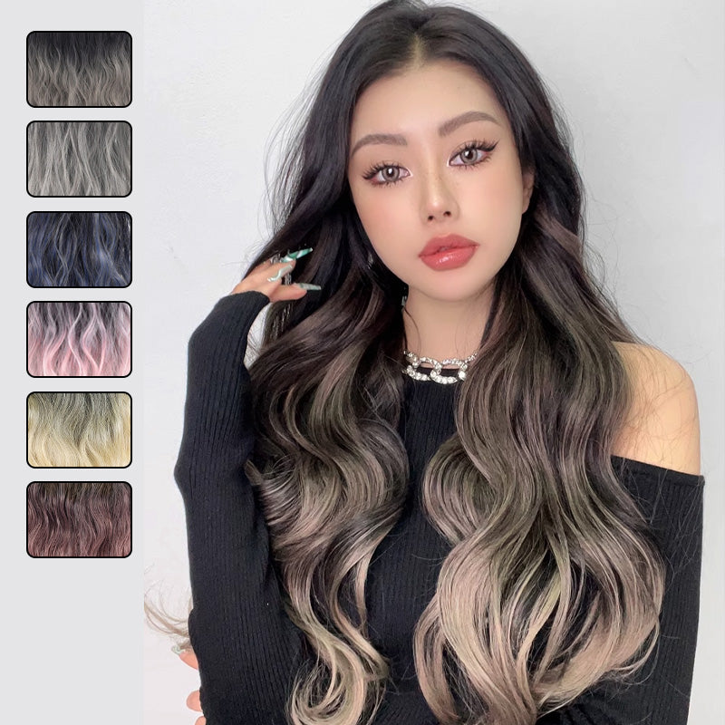 Gradient färg lockigt peruk bit/Gradient color curly wig piece