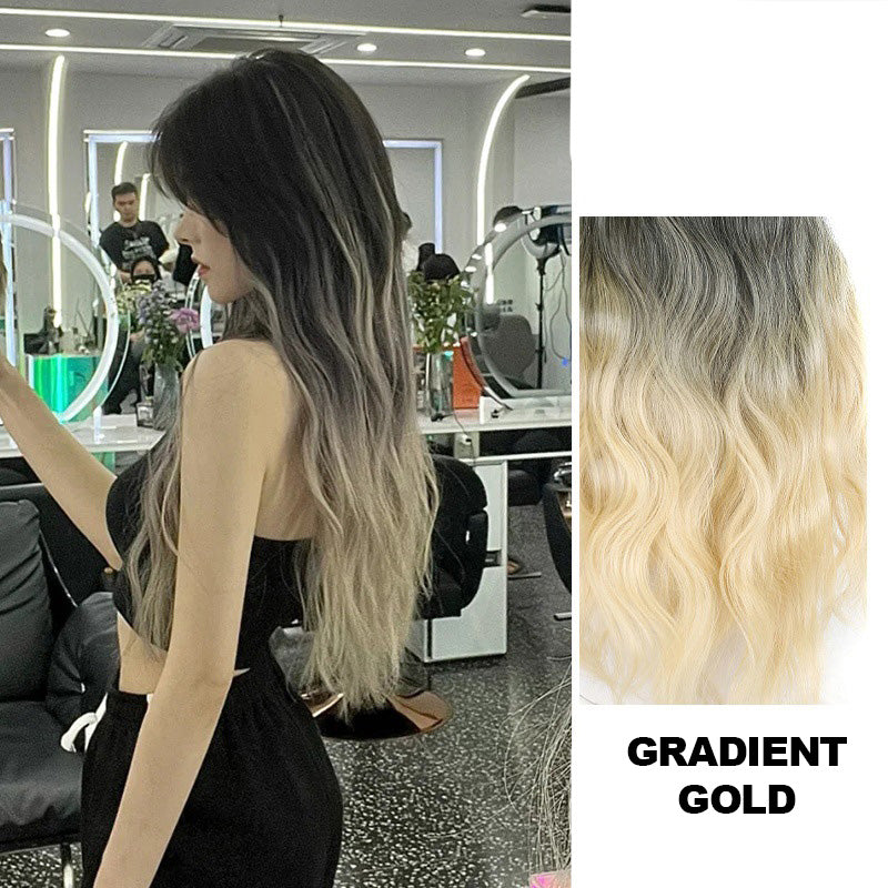 Gradient färg lockigt peruk bit/Gradient color curly wig piece