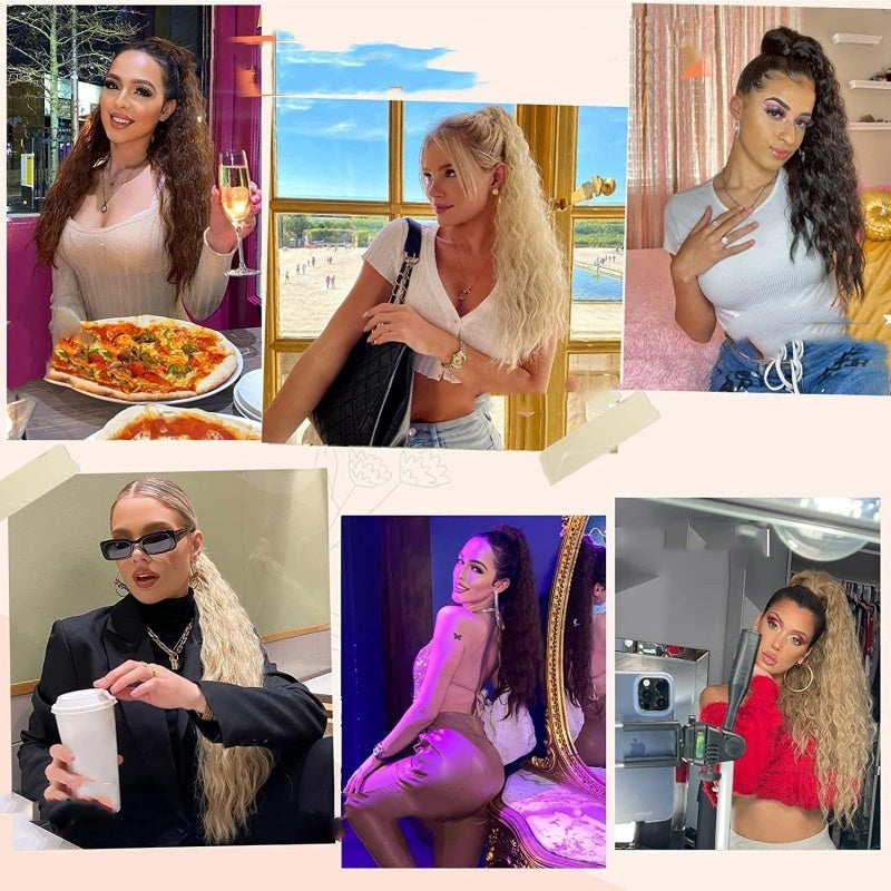 ⏳Begränsad tid 50% rabatt💥💖18 tum lockigt, vågigt Frizz-hårförtjockning med hästsvans