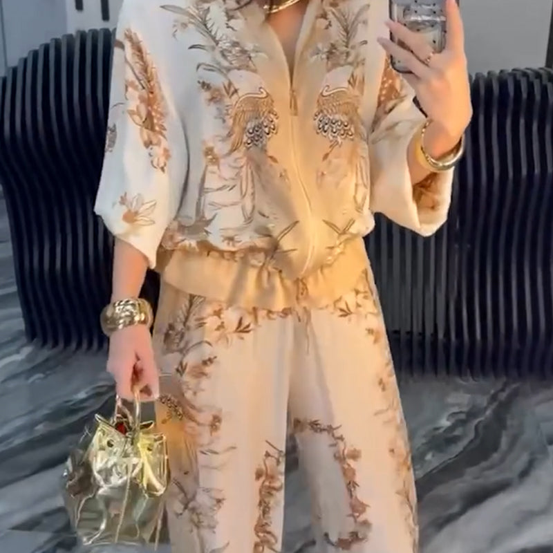 đ„Laatste dag - 50% rabattđ„Dames Elegante Rits Twee-Delige Set