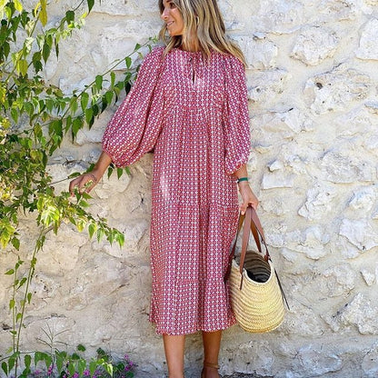 ⏳Begränsad tid 50% REA💥Elegant dam-Boho-maxikjol med puffärmar och blommönster