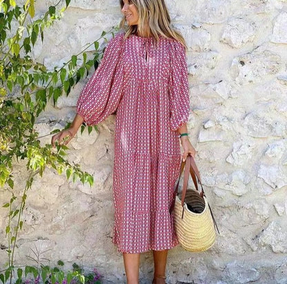 ⏳Begränsad tid 50% REA💥Elegant dam-Boho-maxikjol med puffärmar och blommönster