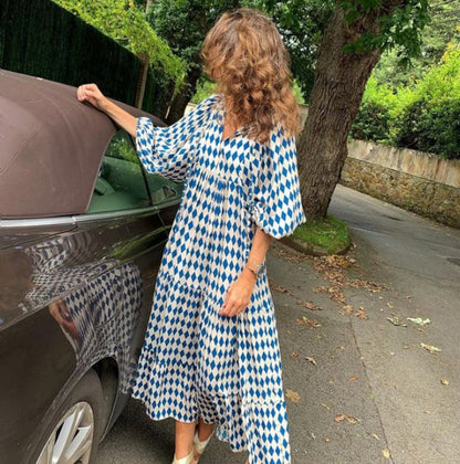 ⏳Begränsad tid 50% REA💥Elegant dam-Boho-maxikjol med puffärmar och blommönster