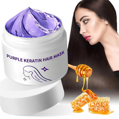 Lila Keratin Hårmask - Bevarar Färg & Neutraliserar Gula Toner För Blont, Silverfärgat, Grått och Slingat Hår