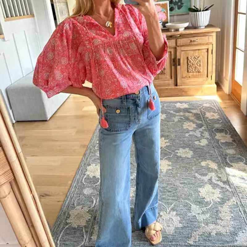 👖Tummy-Control Sailor byxor med vida ben⭐