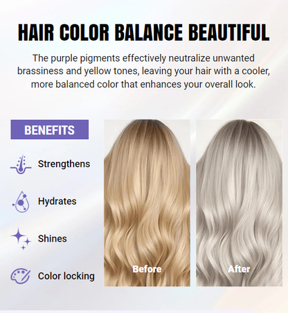 Lila Keratin Hårmask - Bevarar Färg & Neutraliserar Gula Toner För Blont, Silverfärgat, Grått och Slingat Hår