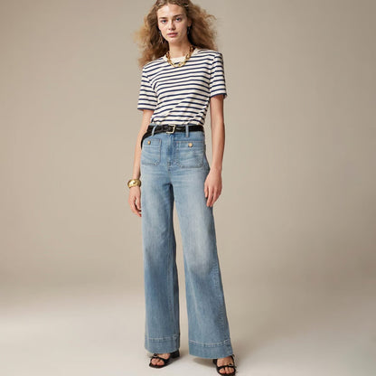 👖Tummy-Control Sailor byxor med vida ben⭐