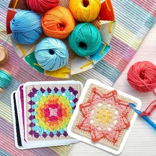 [50 unika design] Mormorsrutig virkkortssats