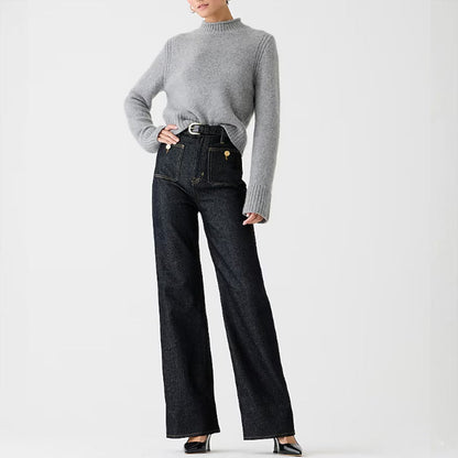 👖Tummy-Control Sailor byxor med vida ben⭐
