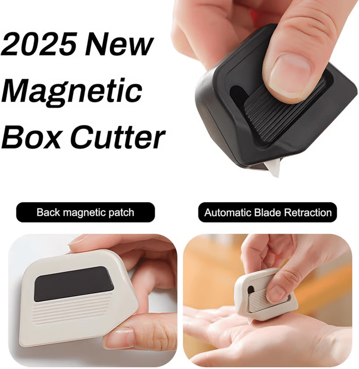🏆Flash Sale⚡ 50K+ SÅLDA! Nästan slut-💥Magnetisk insticksboxcutter - Säkerhetslås arbetskniv med inbyggd magnet för enkel lagring & snabb åtkomst
