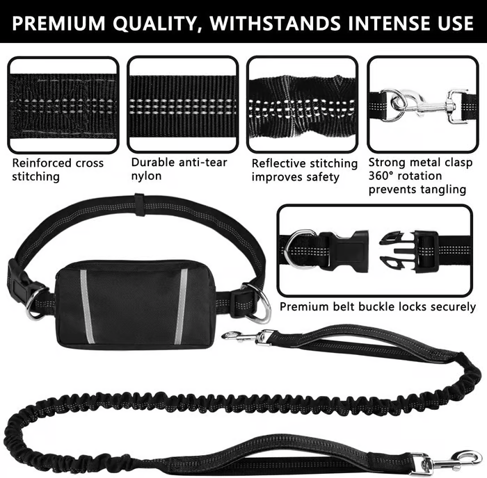 Handsfree Hundkoppel med Praktisk Midjeväska