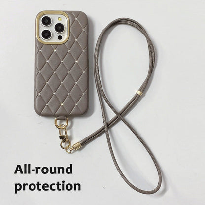 Diamantformat mobilskal med läderrem💎✨