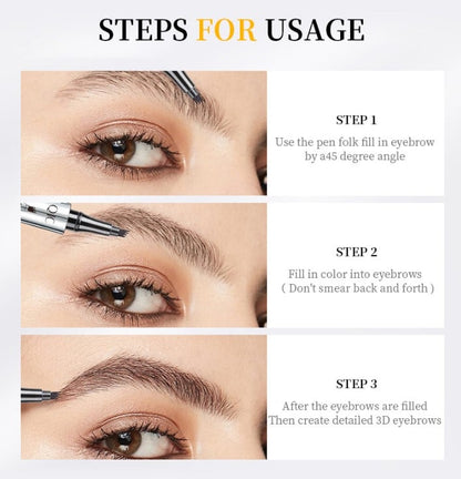 【🔥Köp 1 Få 1 Gratis】3D Vattentät Microblading Ögonbrynspenna 4 Gaffelspets Tatueringspenna