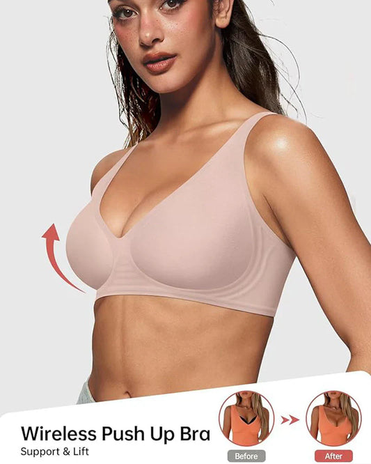 🍃 Sommarrea 49% RABATT ⏰ Deep V Plunge Push-up Wirefree Sömlös BH