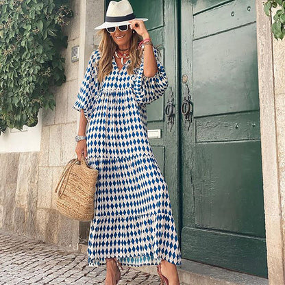 ⏳Begränsad tid 50% REA💥Elegant dam-Boho-maxikjol med puffärmar och blommönster
