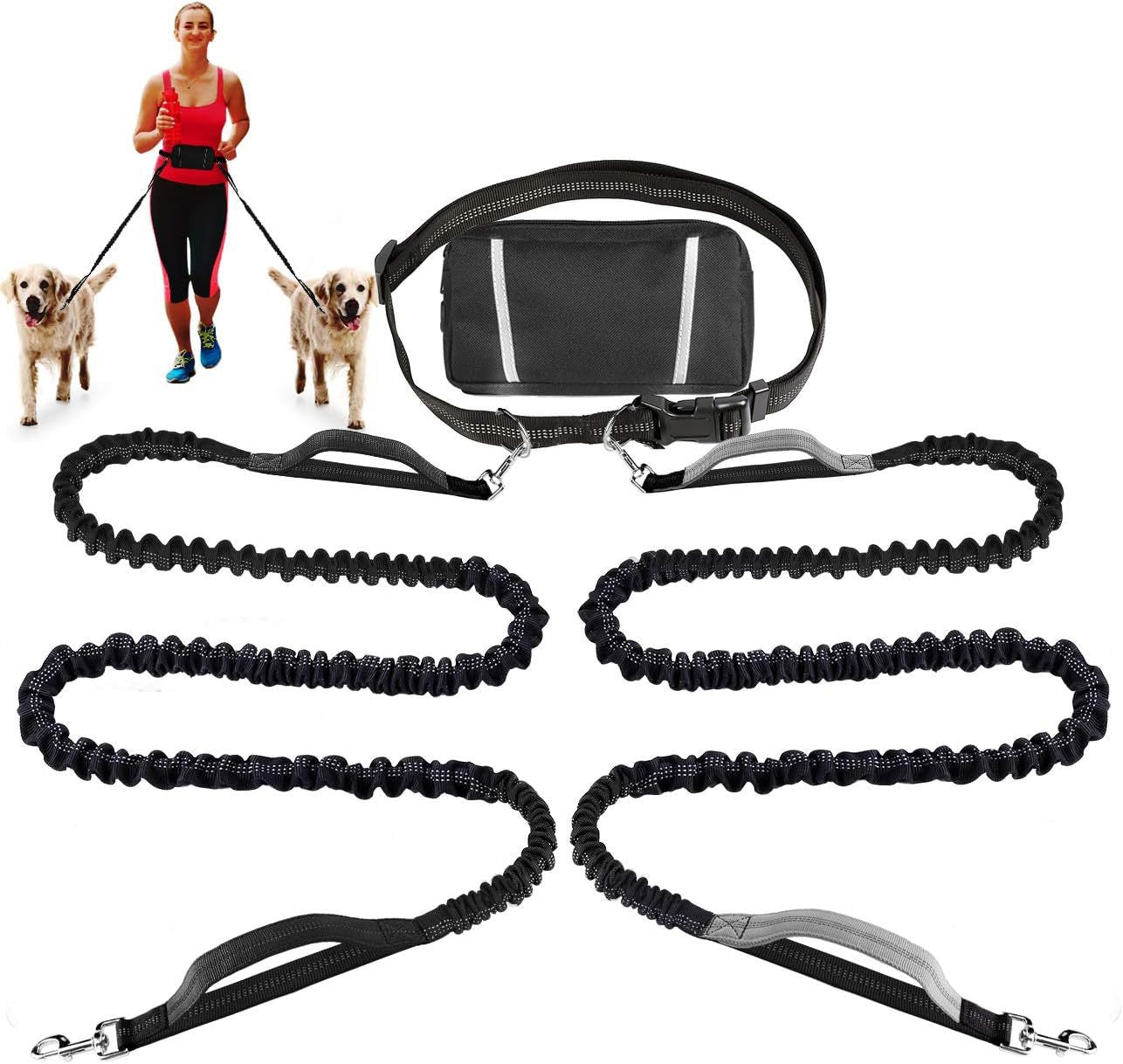 Handsfree Hundkoppel med Praktisk Midjeväska
