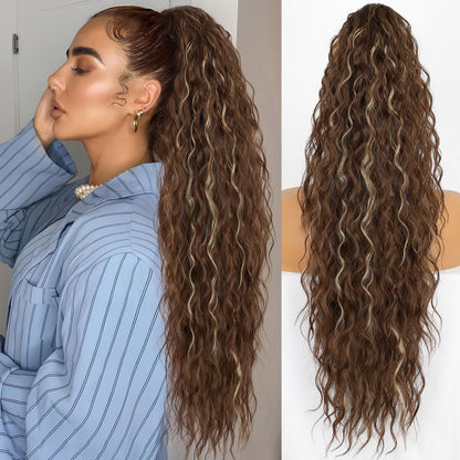 ⏳Begränsad tid 50% rabatt💥💖18 tum lockigt, vågigt Frizz-hårförtjockning med hästsvans